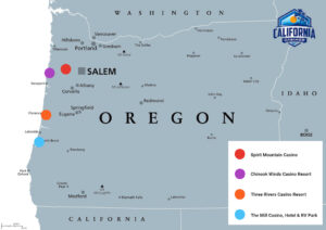 California gambler's guide to sports betting in Oregon, retail sportsbooks map